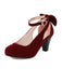 Vintage Bowknot Chunky High Heel Suede Shoes: timeless 1950s elegance she makes her own