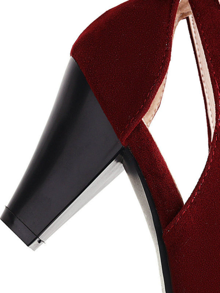 Vintage Bowknot Chunky High Heel Suede Shoes — 1950s style that transcends decades