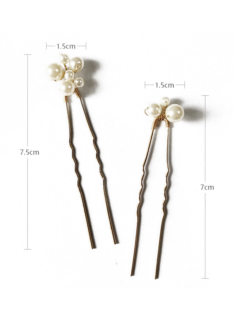 Dark Coffee 1970s Pearl Hair Pin Accessories Set 3