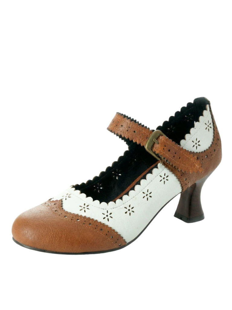 Vintage Brogue Floral Hollow Out Chunky Heels 7
