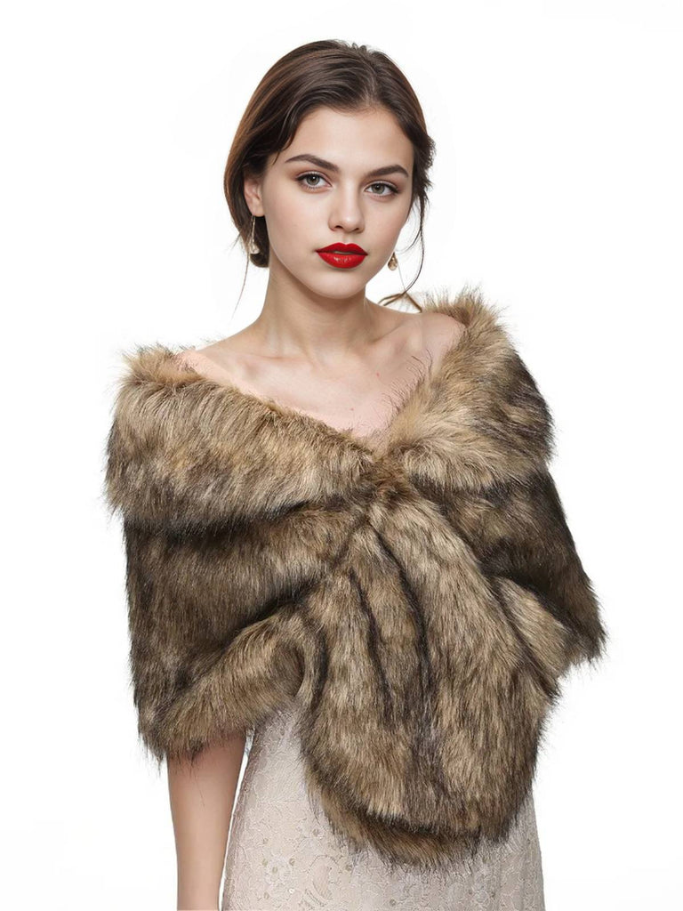 Vintage Brown Faux Fur Wraps Shawls, vintage fashion, retro style - perfect for women who love vintage and retro fashion