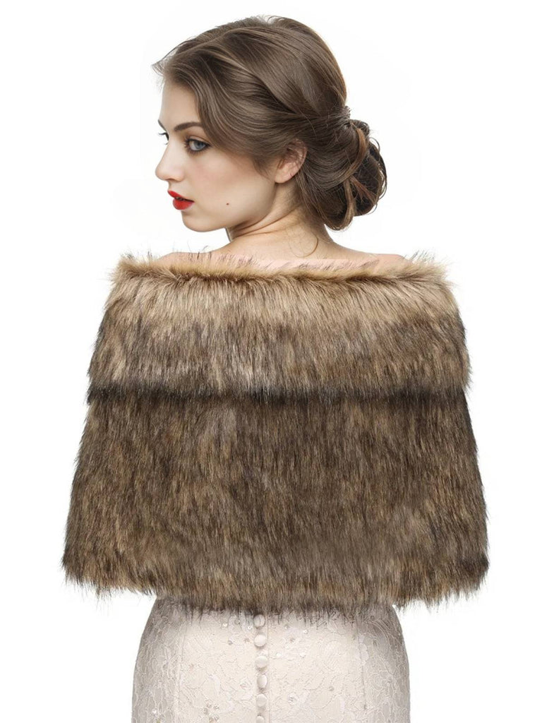 Vintage Brown Faux Fur Wraps Shawls, vintage fashion, retro style - perfect for women who love vintage and retro fashion