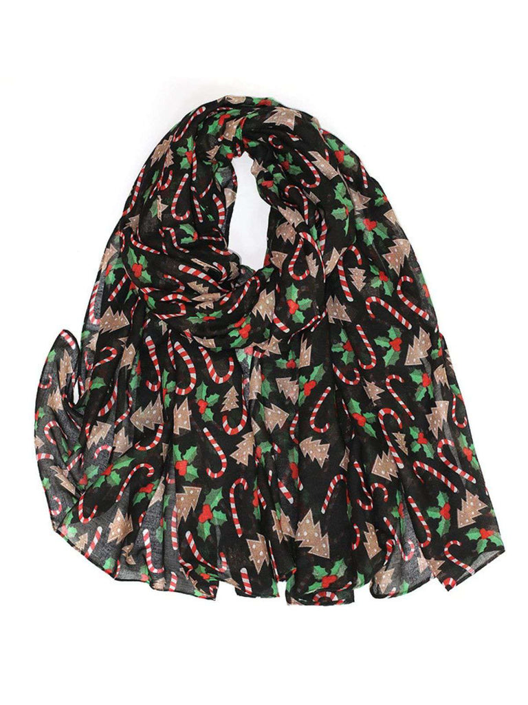 Vintage Christmas Cartoon Printed Silk Scarf - vintage fashion, retro style