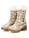 Vintage Christmas Tree Snowflake Plush Chunky Heel Boots - vintage shoes, retro heels