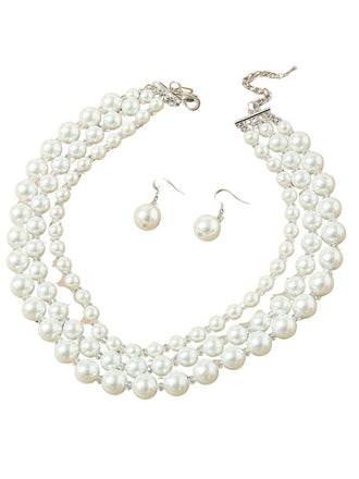 Vintage Cluster Pearl Earrings & Necklaces Set - vintage fashion, retro style
