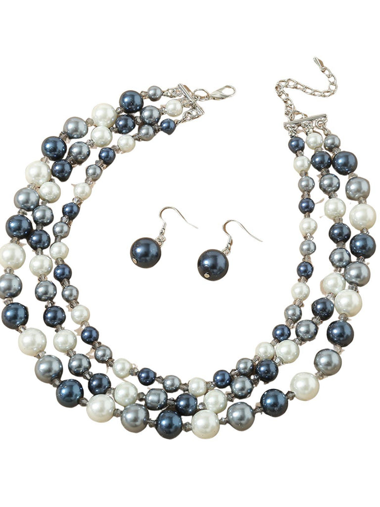 Vintage Cluster Pearl Earrings & Necklaces Set - vintage fashion, retro style