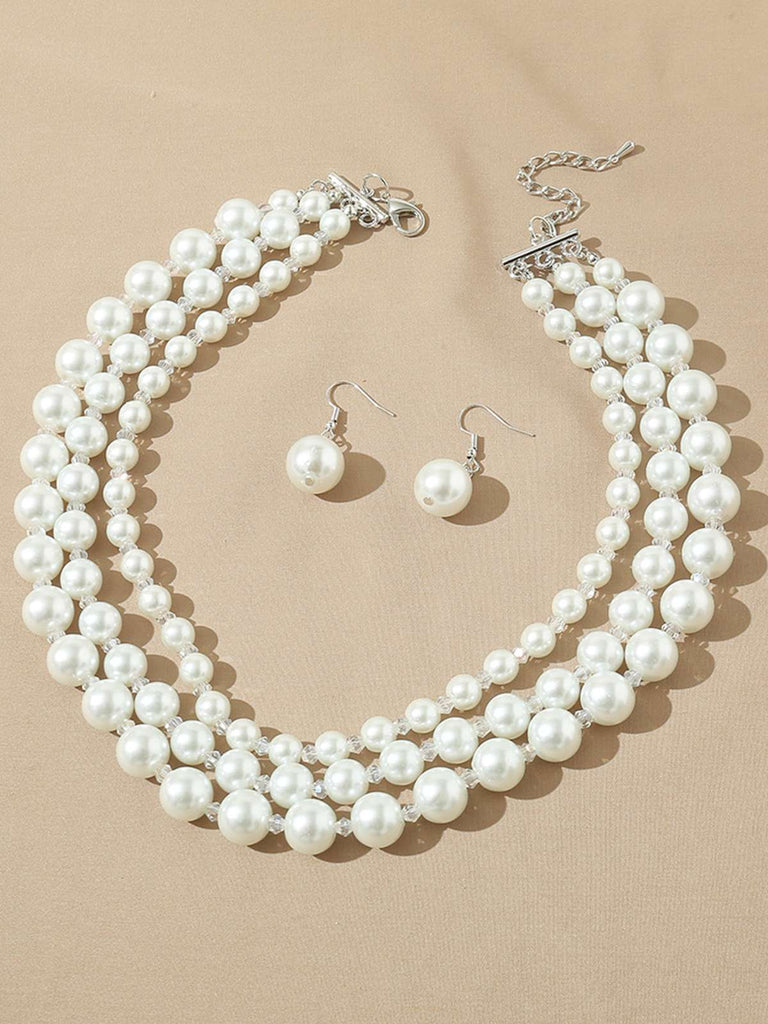 Vintage Cluster Pearl Earrings & Necklaces Set, vintage fashion, retro style - perfect for women who love vintage and retro fashion