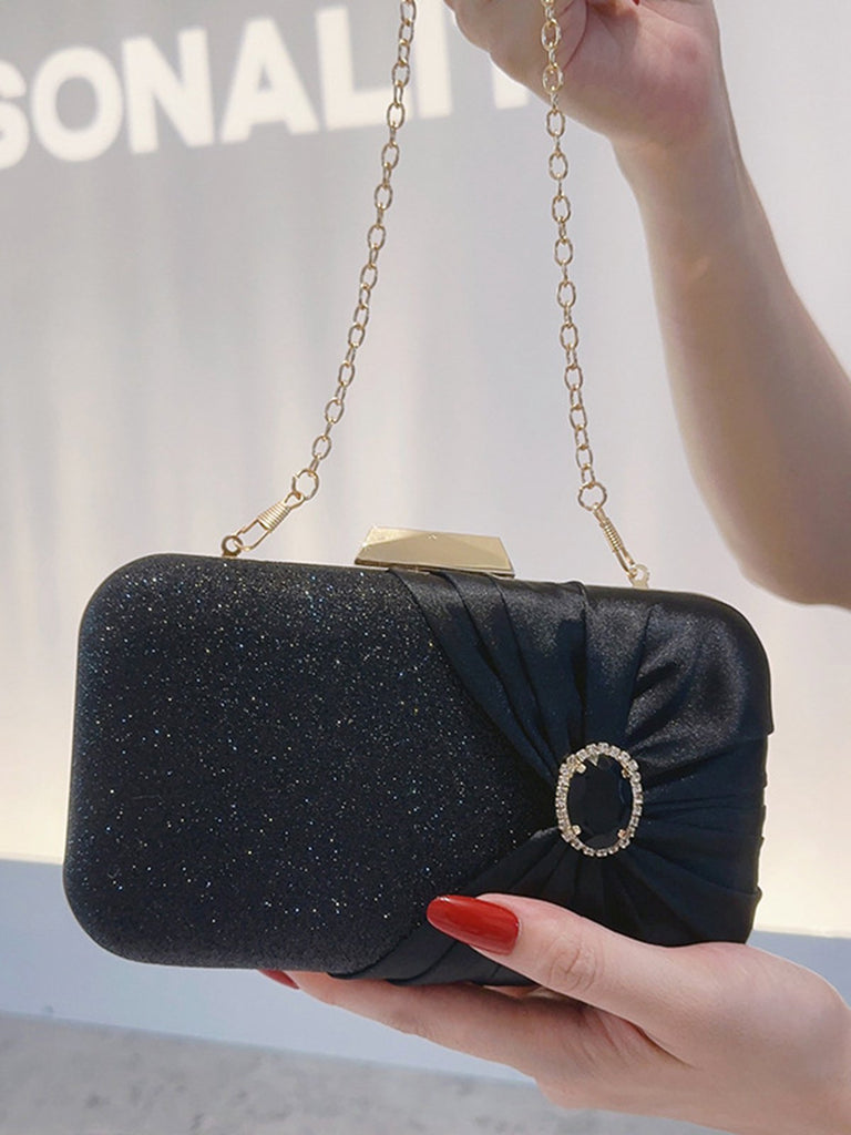 Vintage Crystal Glitter Satin Clutch Bag - vintage fashion, retro style