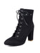 This Vintage Denim Lace-Up High Heel Boots whispers 1950s secrets to those who notice