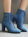 Vintage Denim Lace-Up High Heel Boots — 1950s vintage charm for her modern wardrobe