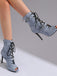 Vintage Denim Peep Toe Stiletto Heel Shoes - vintage shoes, retro heels