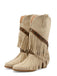 Vintage Denim Western Cowboy Tassel Mid-Calf Boots - vintage fashion, retro style, classic elegance for vintage lovers