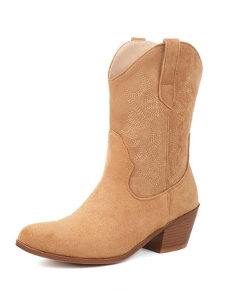 She finds her 1950s story in this Vintage Embroidered Chunky Heel Cowboy Boots