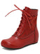 Vintage Embroidered Lace-Up Inner Heel Boots - vintage shoes, retro heels, elegant red