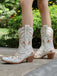 Vintage Embroidered Western Style Cowboy Boots - vintage fashion, retro style, elegant red