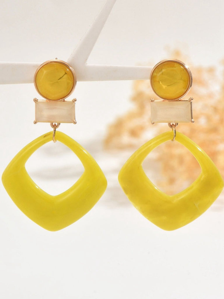 Vintage Exaggerated Geometric Marble Resin Earrings - vintage fashion, retro style