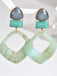 Vintage Exaggerated Geometric Marble Resin Earrings - vintage fashion, retro style