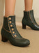 Vintage Faux Fur Lining Chunky Heel Short Boots - vintage shoes, retro heels