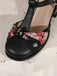 Vintage Floral Bow Round Toe T-Strap Mary Jane Sandals - vintage fashion, retro style, classic elegance for vintage lovers