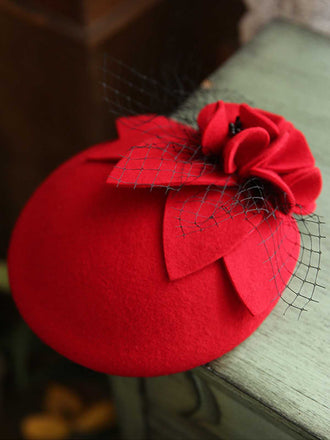 Vintage Floral Decor Mesh Woolen Hat: timeless style reimagined