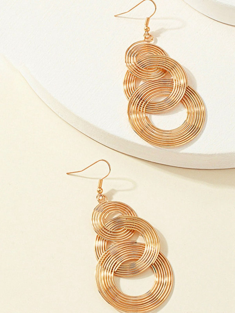 Vintage Gold Exaggerated Coil Alloy Earrings - vintage fashion, retro style, glamorous gold
