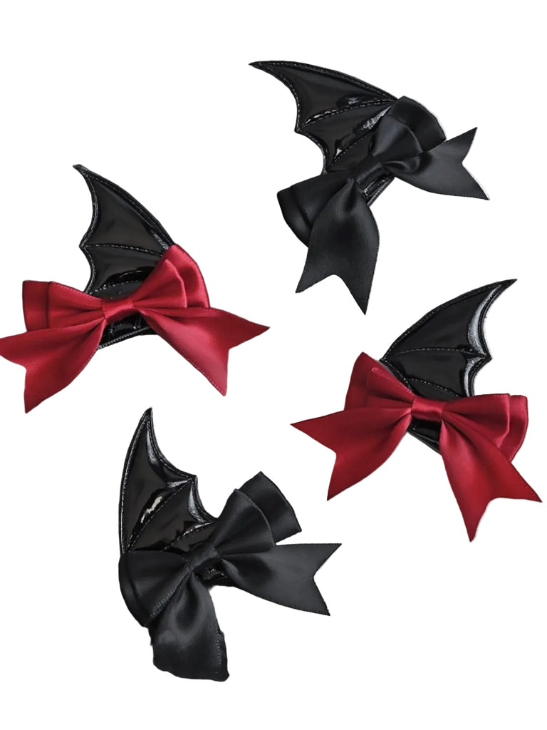 Vintage Gothic Bow Leather Hair Clip - vintage fashion, retro style