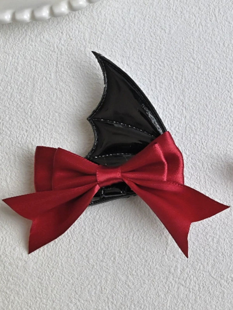 Vintage Gothic Bow Leather Hair Clip - vintage fashion, retro style