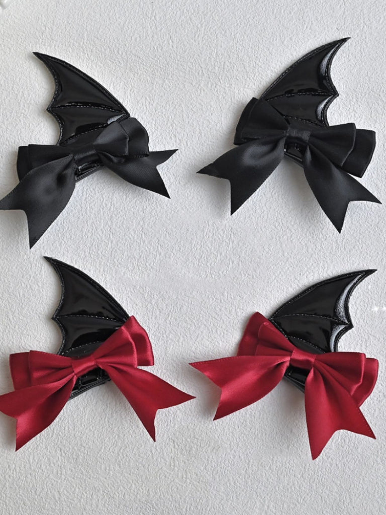 Vintage Gothic Bow Leather Hair Clip - vintage fashion, retro style