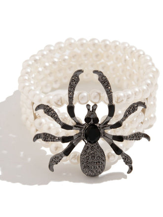 Vintage Halloween Spider Faux Pearl Bracelet - vintage fashion, retro style
