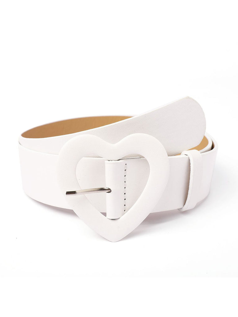 Vintage Heart Buckle Leather Belt - vintage fashion, retro style