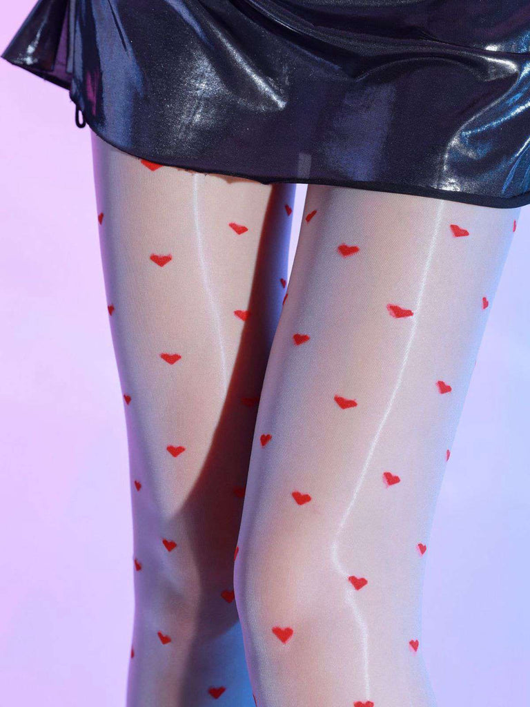Vintage Heart Dots High-Waisted Pantyhose - vintage fashion, retro style
