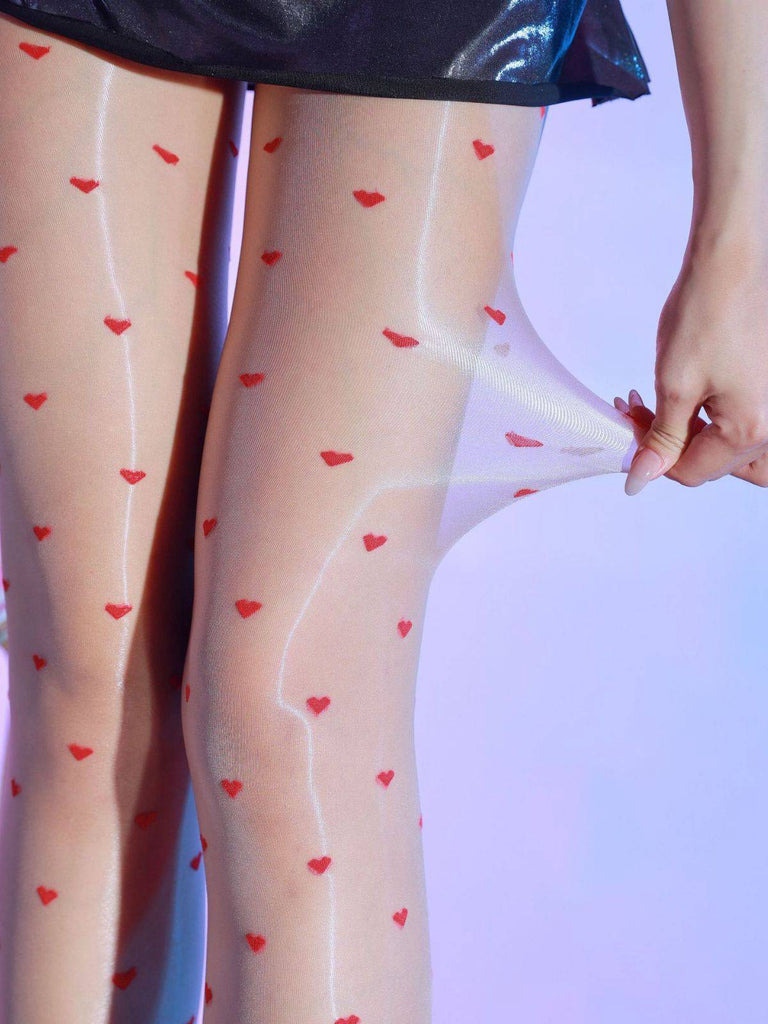 Vintage Heart Dots High-Waisted Pantyhose - vintage fashion, retro style