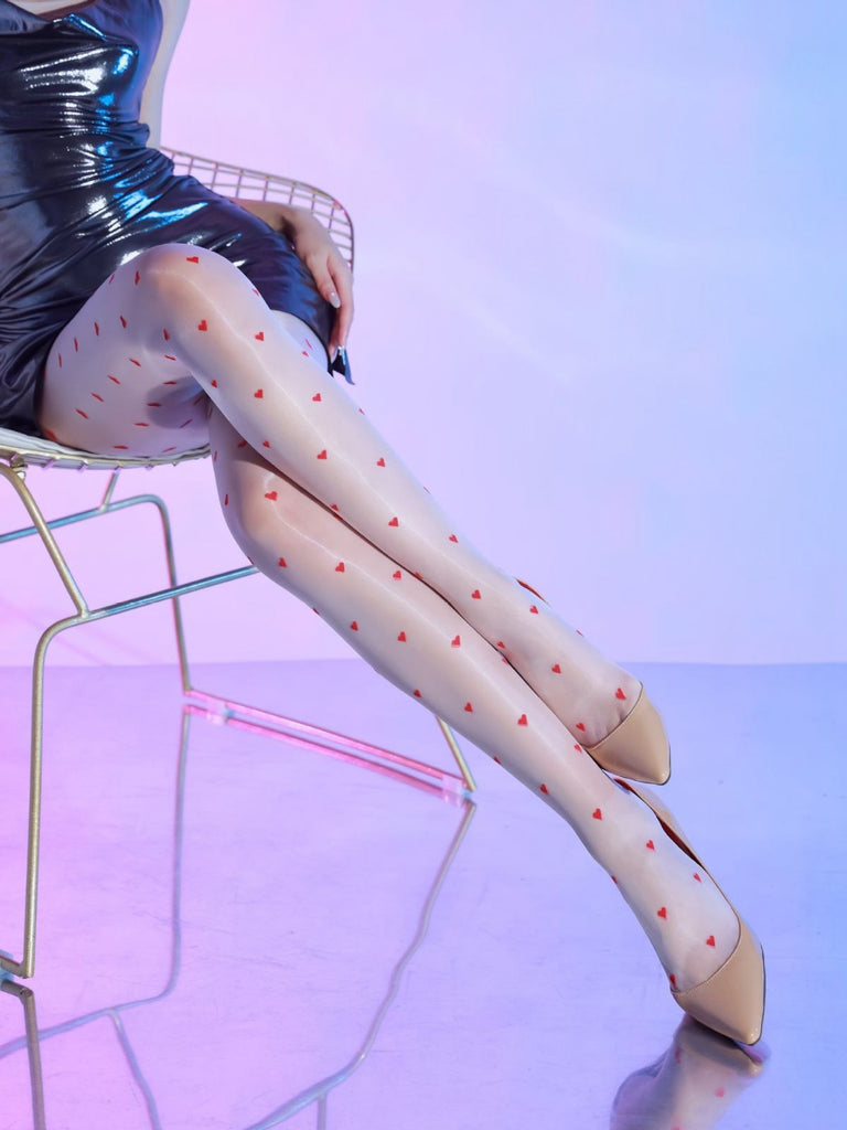 Vintage Heart Dots High-Waisted Pantyhose: 1950s power dressing, reimagined