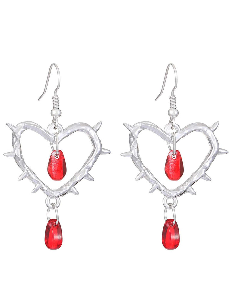 Vintage Heart-Shaped Thorn Earrings - vintage fashion, retro style
