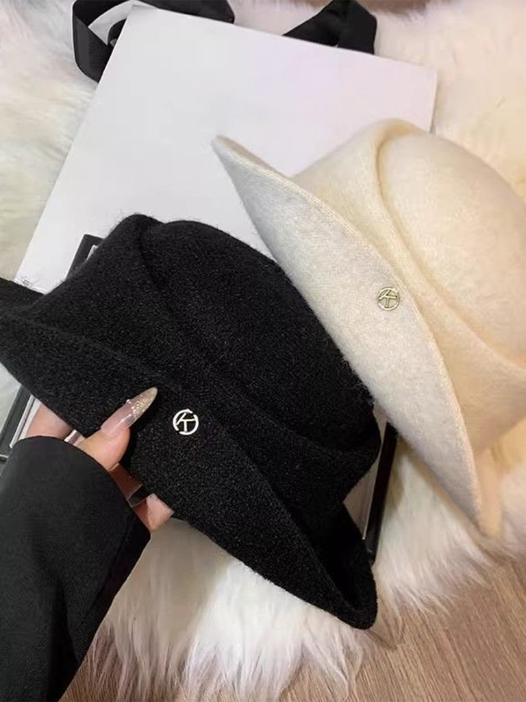 Vintage Hepburn Style Wool Flat-top Hat - vintage fashion, retro style