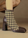 This Vintage Houndstooth Chunky Heel Ankle Boots whispers 1950s secrets to those who notice
