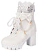 Vintage Lace Beaded Bow Chunky Heels Boots - vintage shoes, retro heels