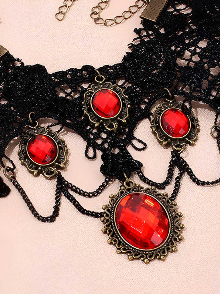 Vintage Lace Crystal Gothic Jewelry Set - vintage fashion, retro style