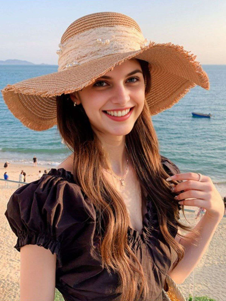 This Vintage Lace Ribbon Wide-Brim Sun Hat carries 1950s stories waiting to be told