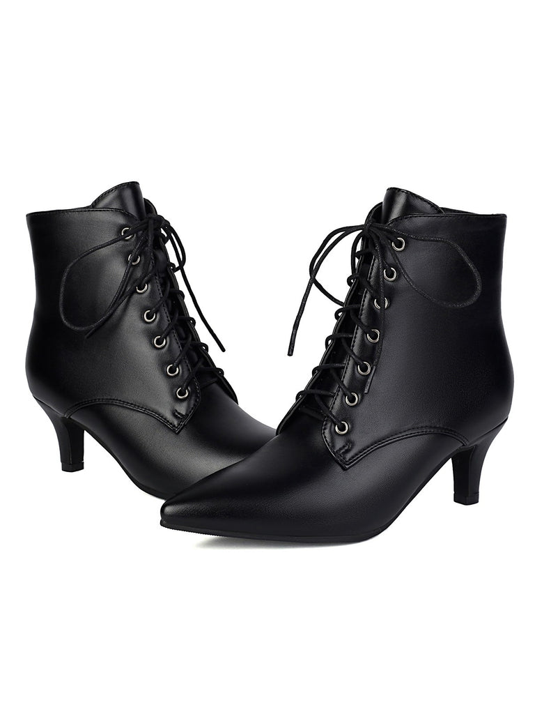 Vintage Lace-Up Kitten Heel Ankle Boots: timeless 1950s elegance she makes her own