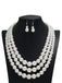 Vintage Layered Pearl Necklace & Earring Set - vintage fashion, retro style, elegant red