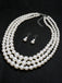 Vintage Layered Pearl Necklace & Earring Set - vintage fashion, retro style, elegant red