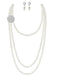 Vintage Layered Pearl Necklace & Earrings Set - vintage fashion, retro style, elegant red
