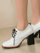 Vintage Leather Lace-Up Chunky Heel Shoes - vintage shoes, retro heels