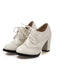 She finds her 1950s story in this Vintage Leather Lace-Up High Heels