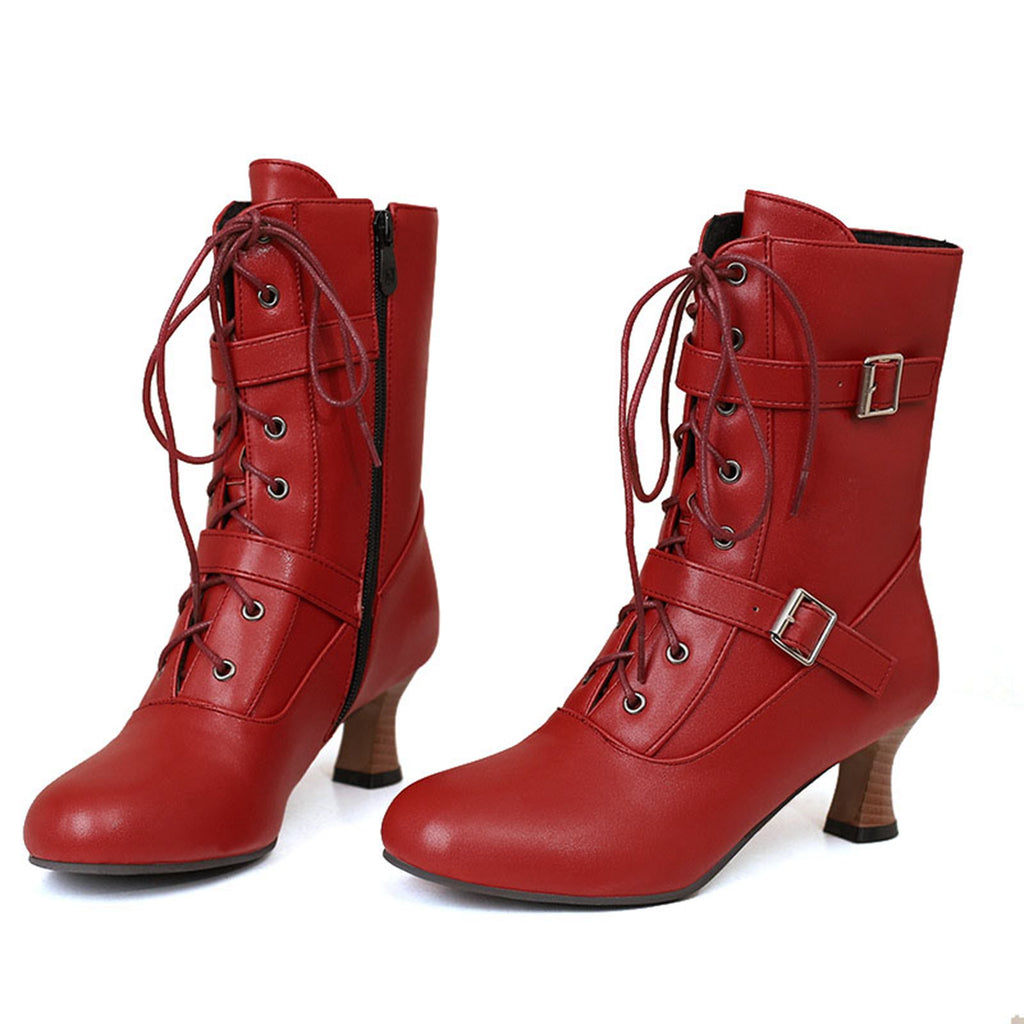 Vintage Leather Lace-up High Heel Boots — 1950s style that transcends decades