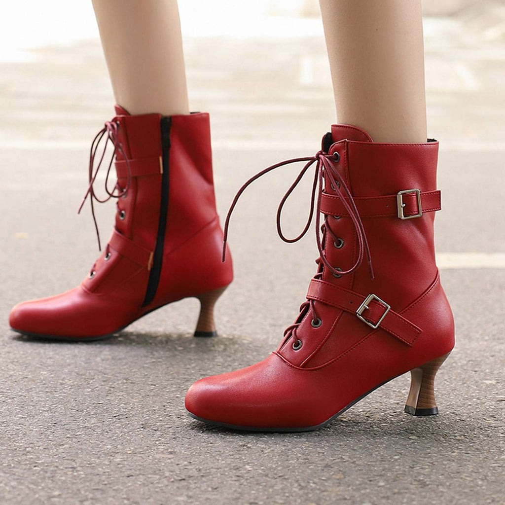 Vintage Leather Lace-up High Heel Boots — 1950s vintage charm for her modern wardrobe