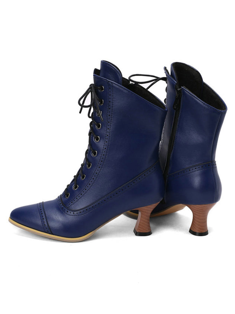 Vintage Leather Lace-up Kitten Heel Boots — 1950s vintage charm for her modern wardrobe