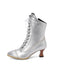 Vintage Leather Lace-up Kitten Heel Boots: timeless 1950s elegance she makes her own