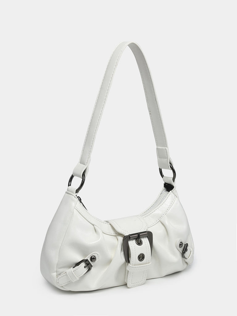 Vintage PU Leather Magnetic Closure Zipper Underarm Bag - vintage fashion, retro style